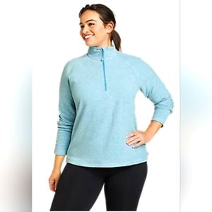 Eddie Bauer large quarter zip longsleeve pullover sweater jacket blue fleece